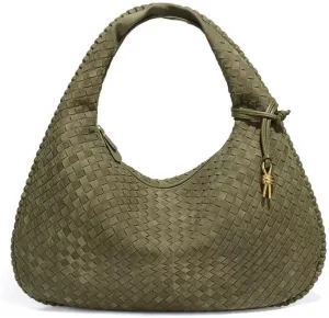 Women's Woven Bag - Vegan Leather Suede Purses Clutch Purses for Women Hobo Bag Top Handle Handbags for Work/Shopping/Travel