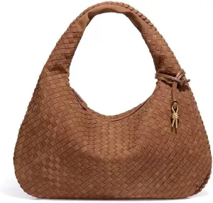 Women's Woven Bag - Vegan Leather Suede Purses Clutch Purses for Women Hobo Bag Top Handle Handbags for Work/Shopping/Travel