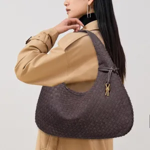 Women's Woven Bag - Vegan Leather Suede Purses Clutch Purses for Women Hobo Bag Top Handle Handbags for Work/Shopping/Travel