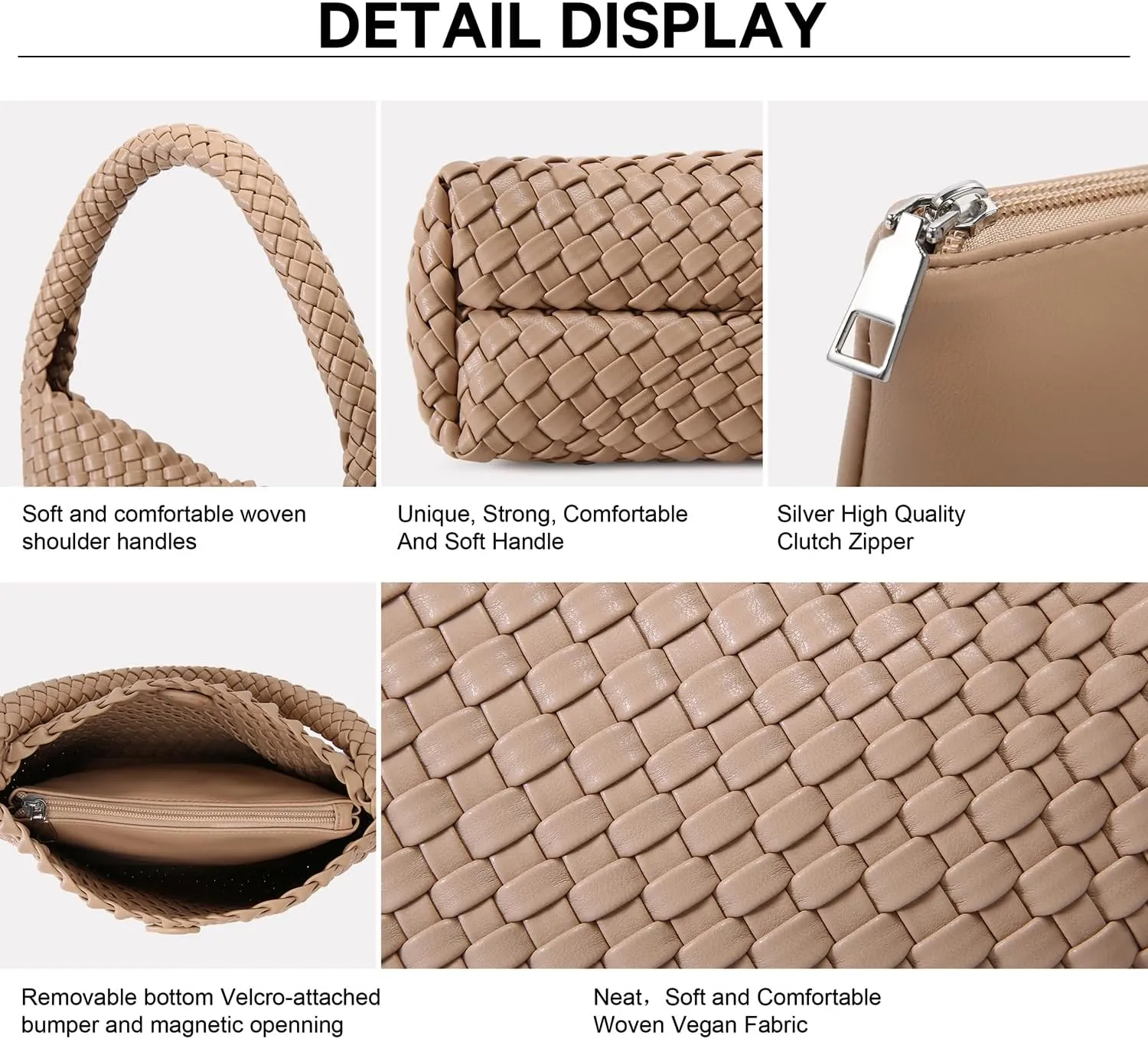Woven Bag for Women, Small Vegan Leather Summer Beach Purse, and Travel Handbags Ladies' Retro Chic Shoulder Bags