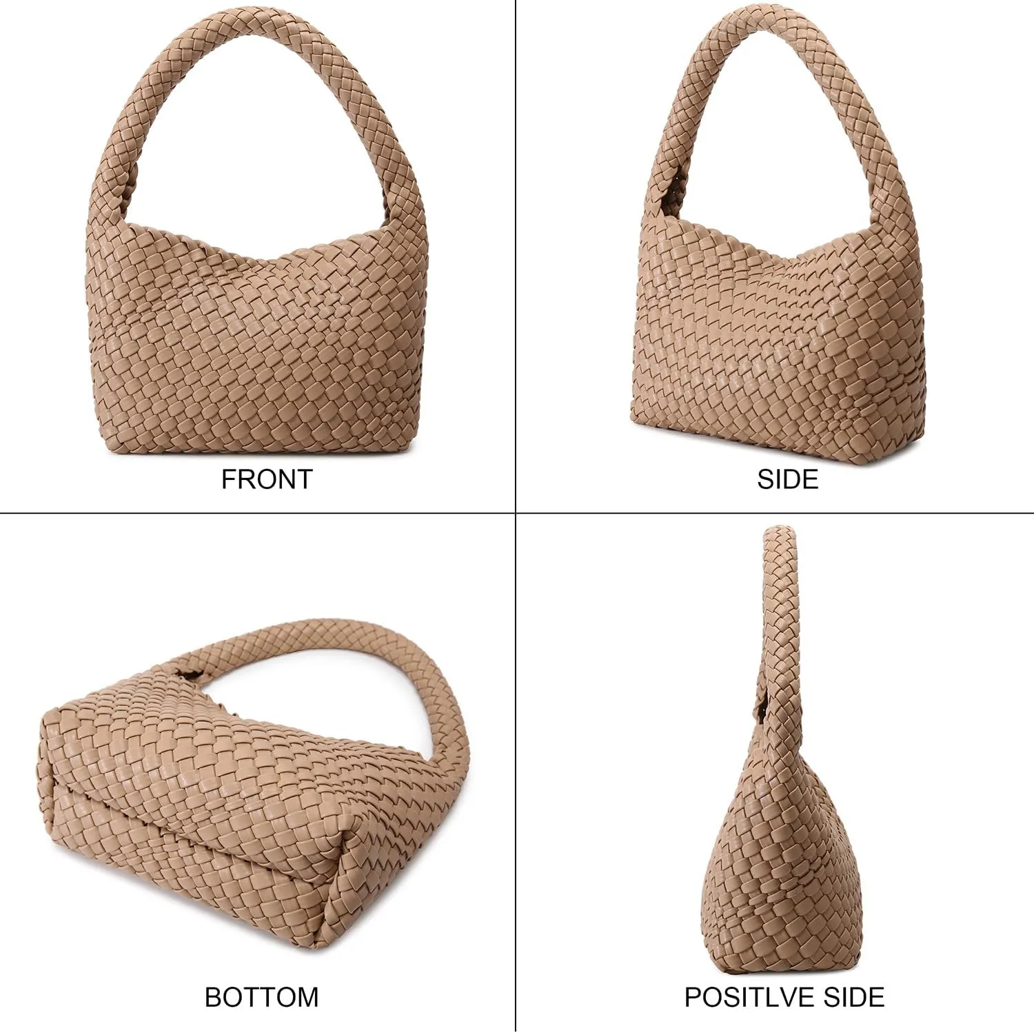Woven Bag for Women, Small Vegan Leather Summer Beach Purse, and Travel Handbags Ladies' Retro Chic Shoulder Bags