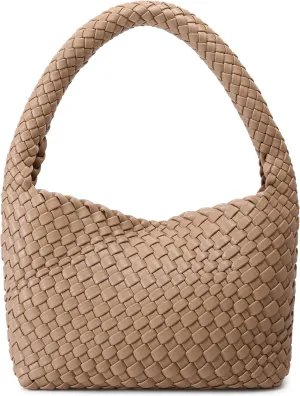 Woven Bag for Women, Small Vegan Leather Summer Beach Purse, and Travel Handbags Ladies' Retro Chic Shoulder Bags