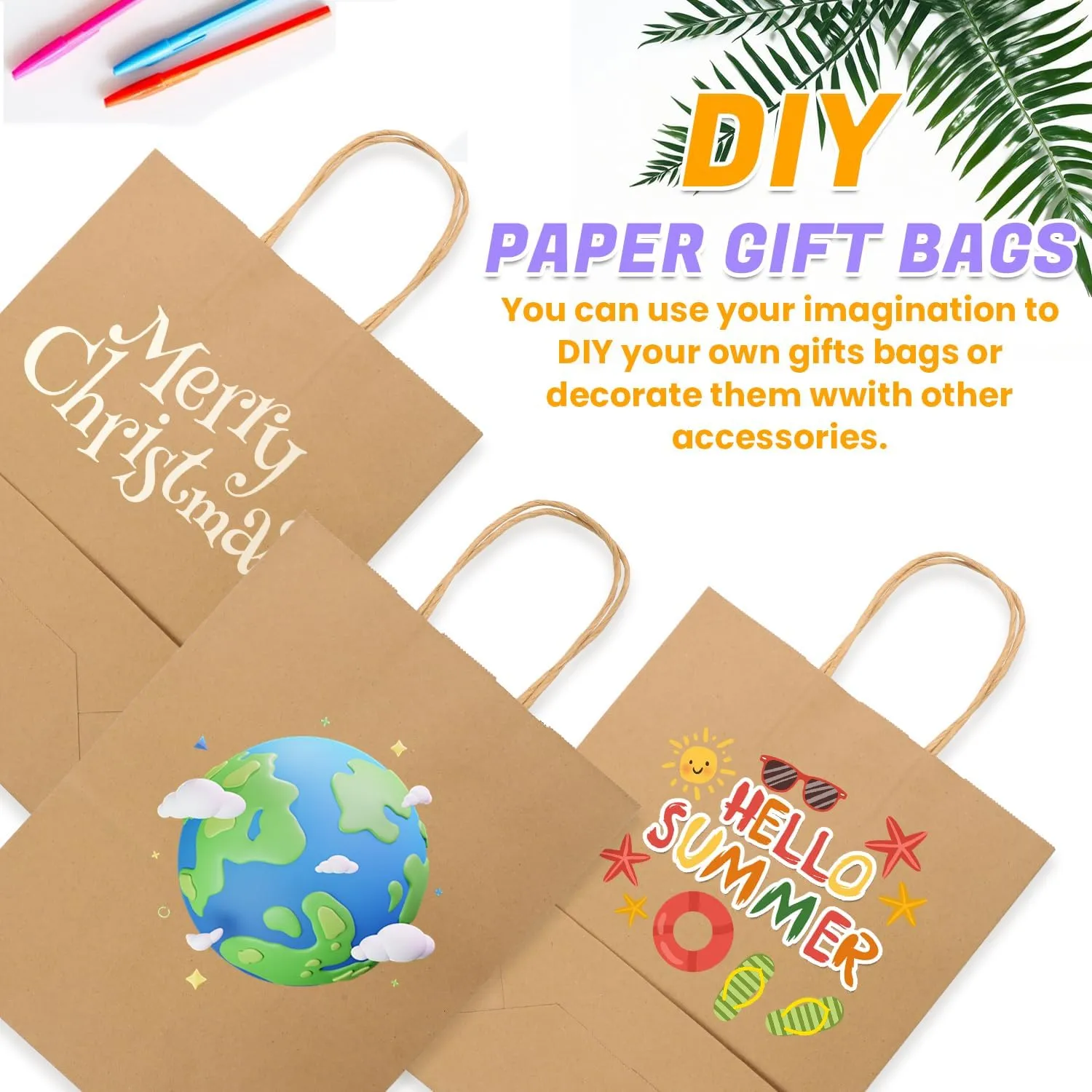 XPCARE Large Brown Paper Bags, 100 Packs 10x5x13 Inch Gift Bags with Handles Bulk Paper Bag with Handles Retail Kraft Paper Bag Brown Gift Bags for Wedding Party Shopping