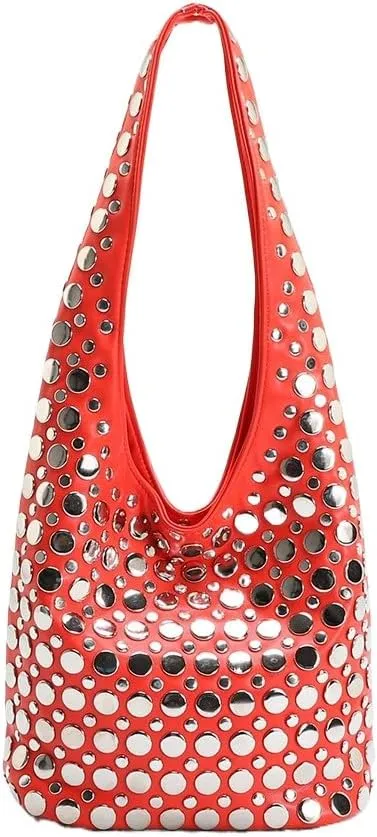 Y2k Bag Streetwear 90s Studded Purse Fall Vintage 2000s Suede Purses Cute Y2k Shoulder Bag