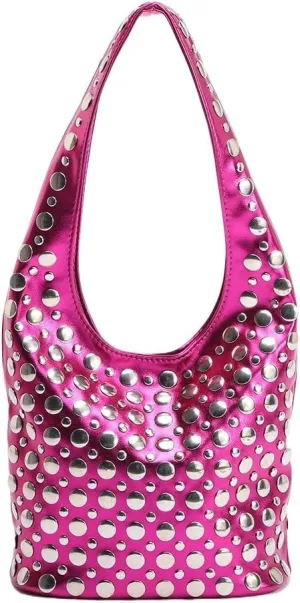 Y2k Bag Streetwear 90s Studded Purse Fall Vintage 2000s Suede Purses Cute Y2k Shoulder Bag