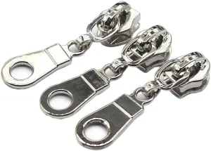 YaHoGa 50PCS #5 Silver Pulls for Nylon Coil Zippers Shiny Silver Zipper Sliders for Luggages Purses Bags Bulk(Shiny Silver)