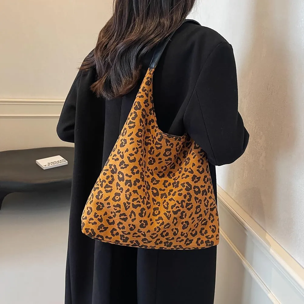 YFGBCX Leopard Tote Bag for Women Cheetah Purse Brown Vintage Hobo Bag Large Capacity Work Tote Bag
