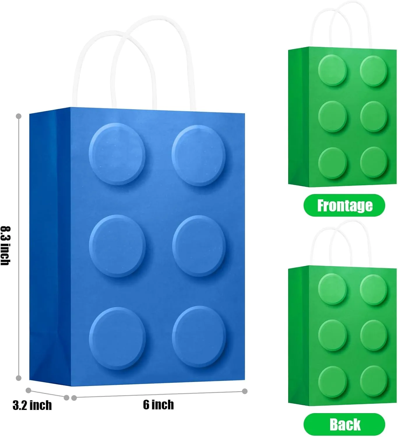 YOTNUS 𝟮𝟰 𝗣𝗰𝘀 Building Block Party-Favor-Gift-Bags, Small Gift Bags with Handles, for Building Block Birthday Party Baby Shower Decoration Supplies
