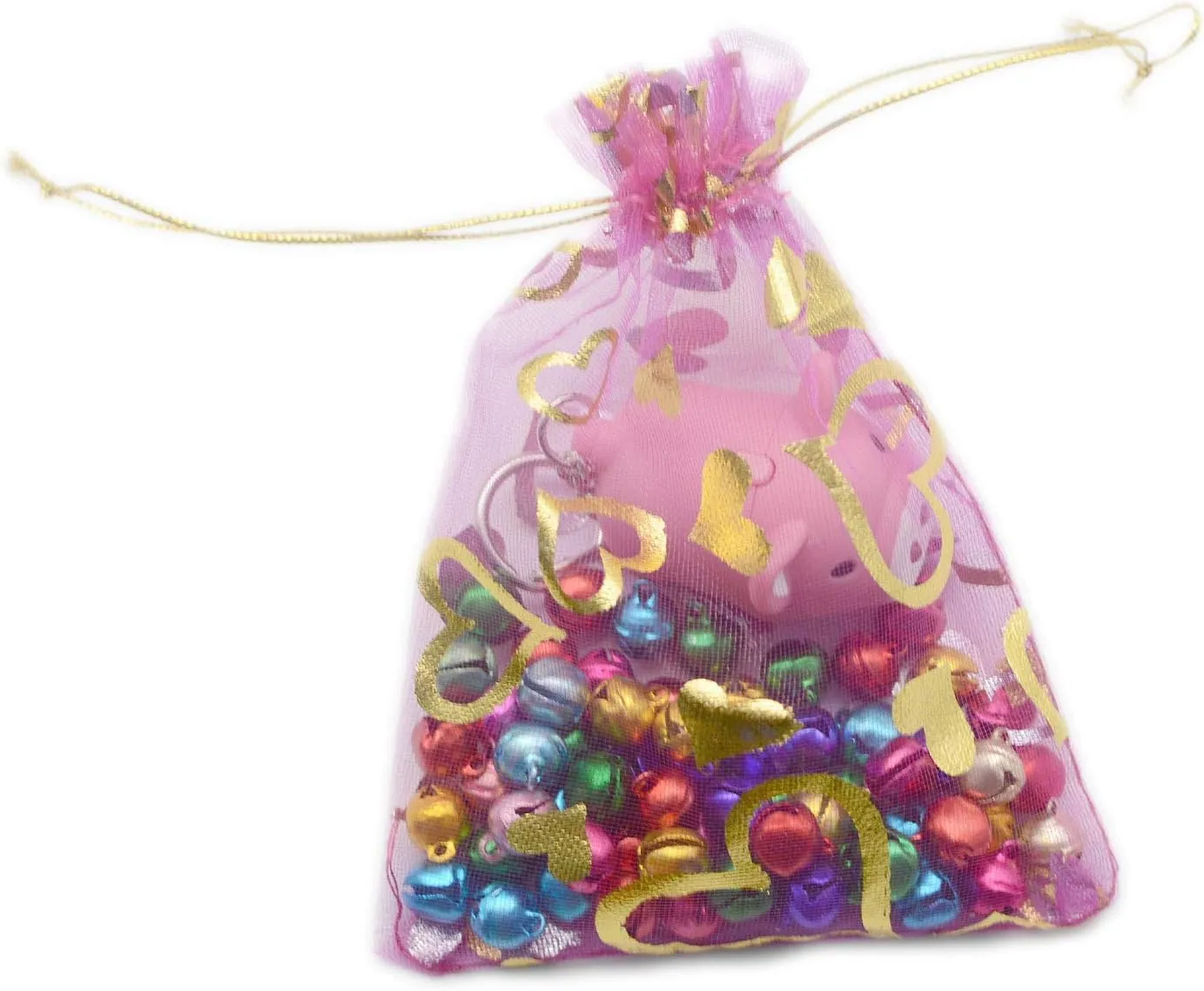 YYaaloa 100PCS Mini Sheer Heart Mixed Organza Bags, 7X9 cm/2.7X3.5 inches Drawstring Chic Gift Beauty & Wedding Favor Bags (Mixed, 2.7x3.5 inch)