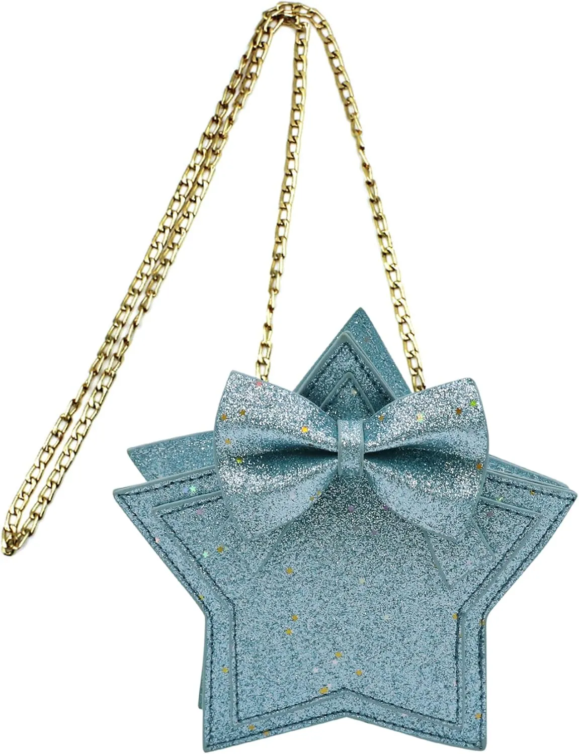 ZGMYC Little Girls Glitter Sequins Crossbody Purse Star-Shaped Bowknot Shoulder Bag Satchel