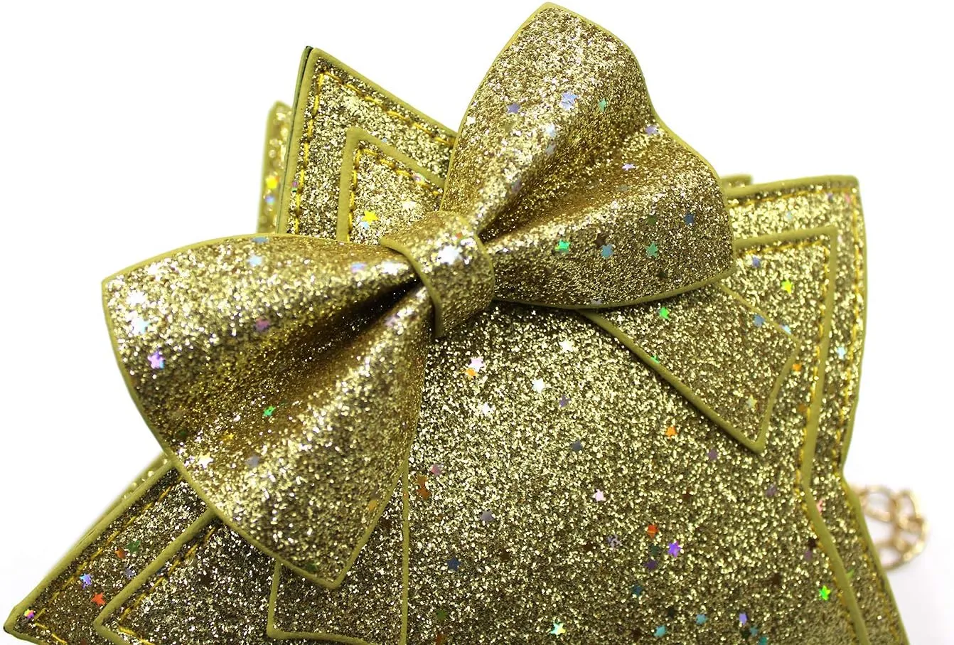 ZGMYC Little Girls Glitter Sequins Crossbody Purse Star-Shaped Bowknot Shoulder Bag Satchel