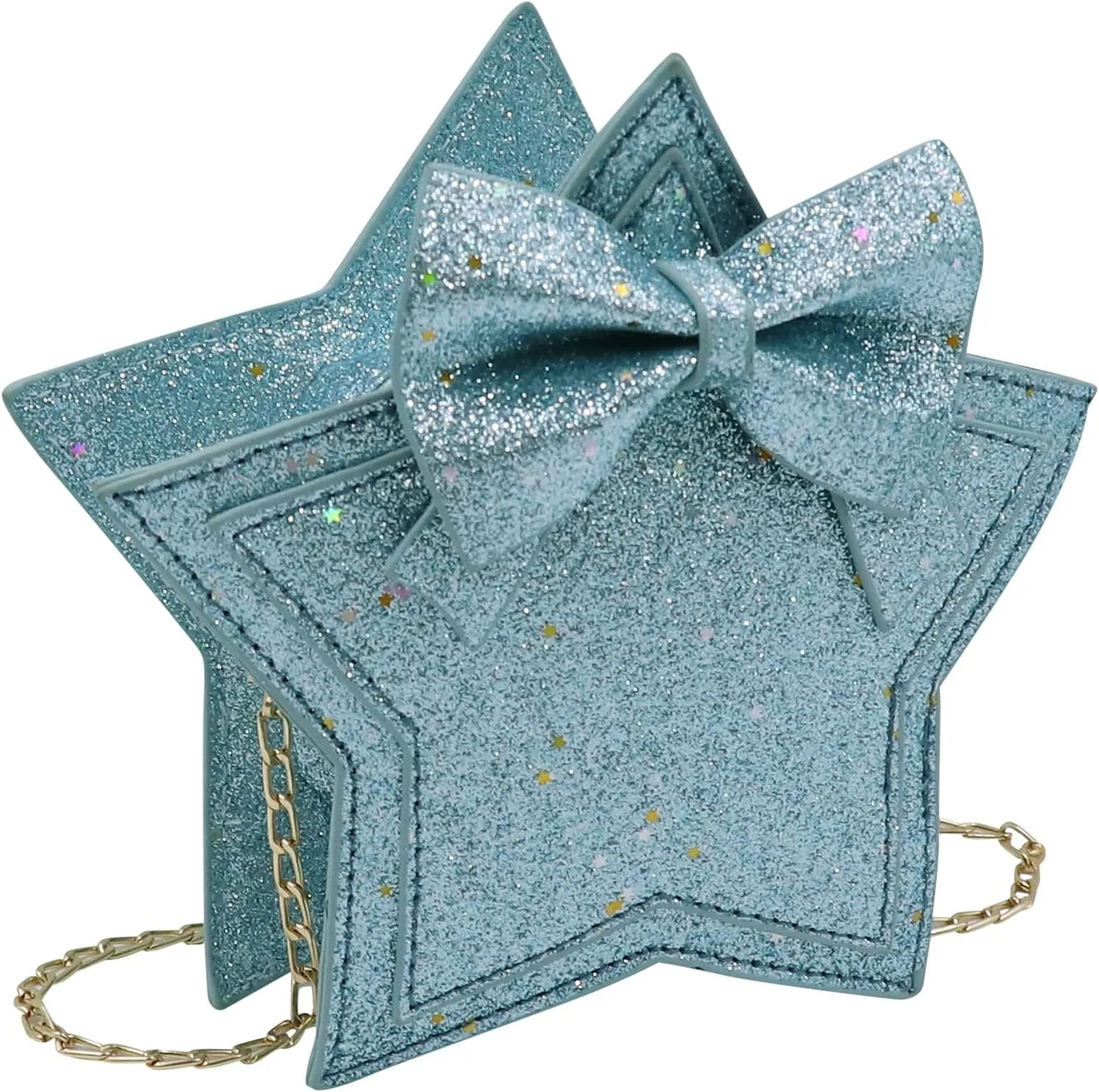 ZGMYC Little Girls Glitter Sequins Crossbody Purse Star-Shaped Bowknot Shoulder Bag Satchel