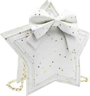 ZGMYC Little Girls Glitter Sequins Crossbody Purse Star-Shaped Bowknot Shoulder Bag Satchel