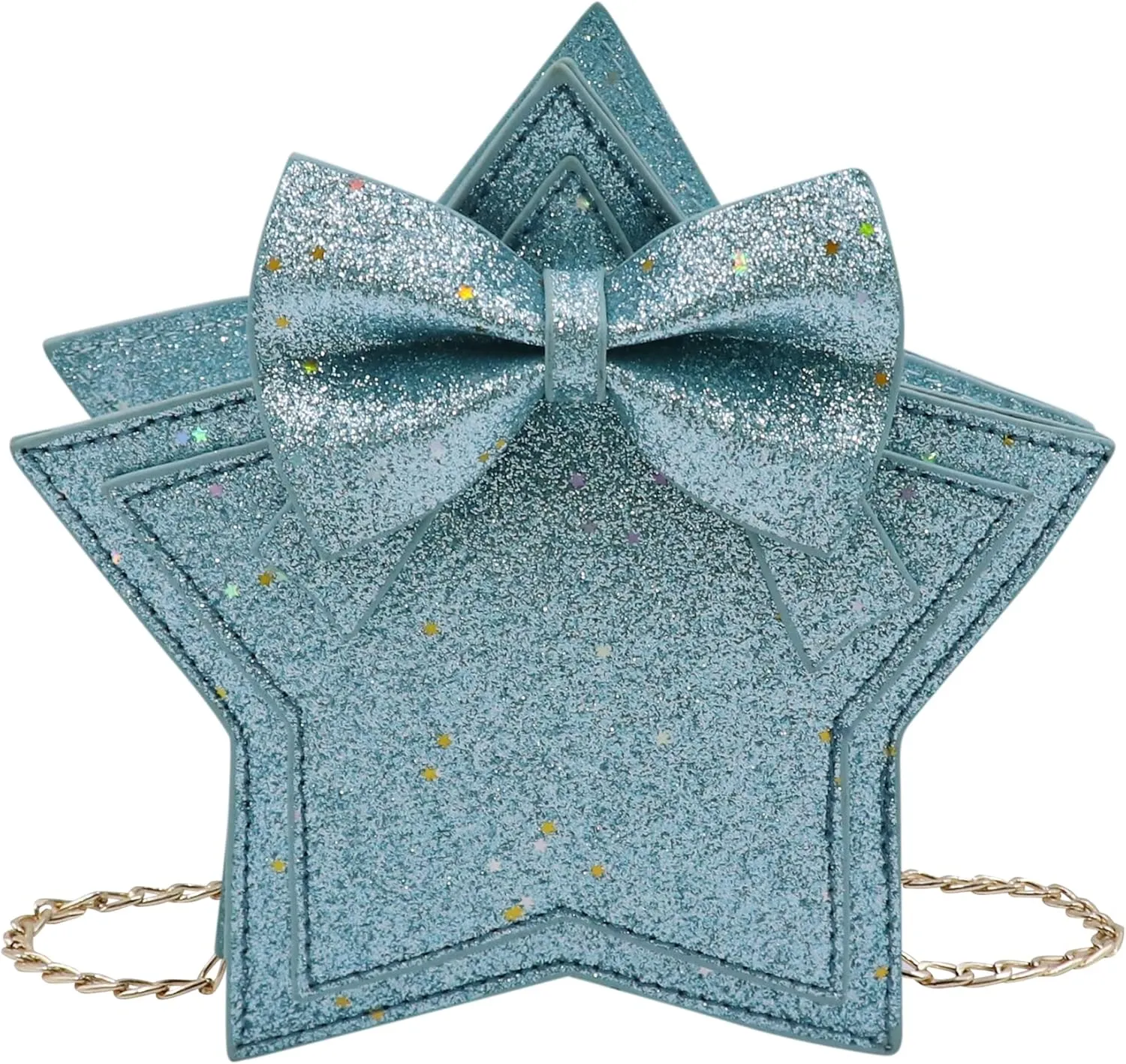 ZGMYC Little Girls Glitter Sequins Crossbody Purse Star-Shaped Bowknot Shoulder Bag Satchel