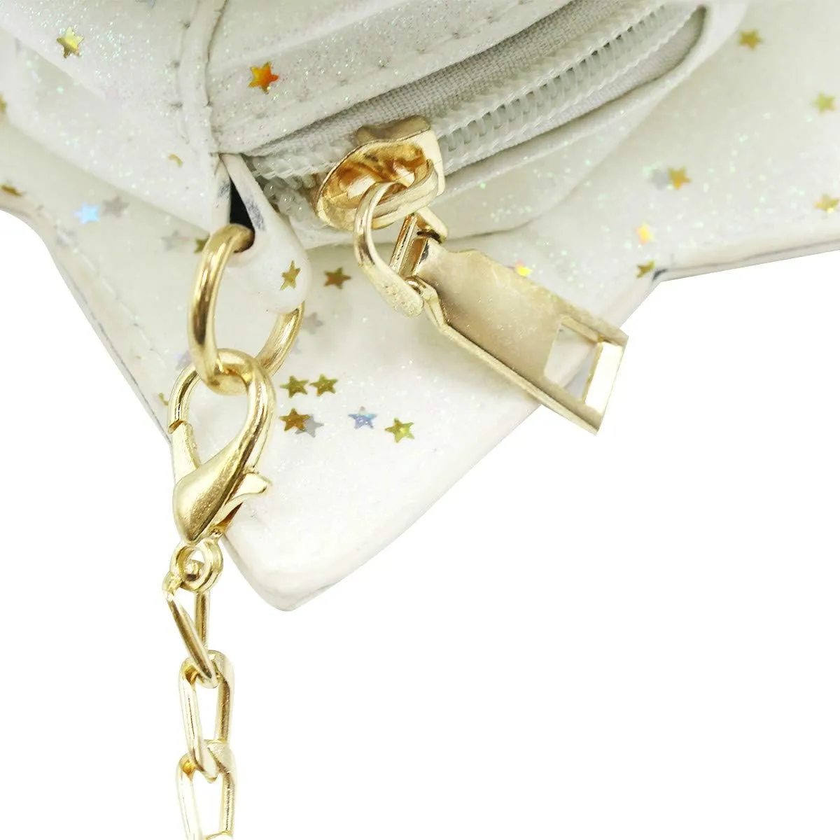 ZGMYC Little Girls Glitter Sequins Crossbody Purse Star-Shaped Bowknot Shoulder Bag Satchel