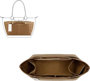 ZTUJO Purse Organizer Insert For Handbag & Tote Shaper,Tote Bag Organizer Insert For Speedy Neverful, 6 Sizes(Medium, Silky Brown)