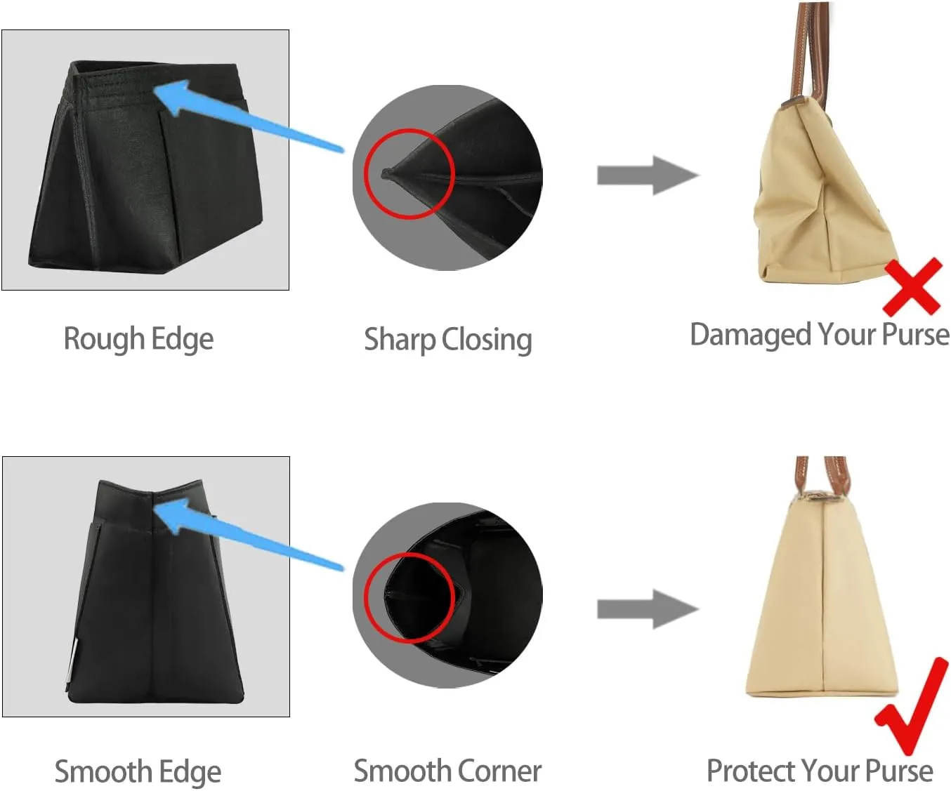 ZTUJO Purse Organizer Insert For Handbag & Tote Shaper,Tote Bag Organizer Insert For Speedy Neverful, 6 Sizes(Small, Silky Black)