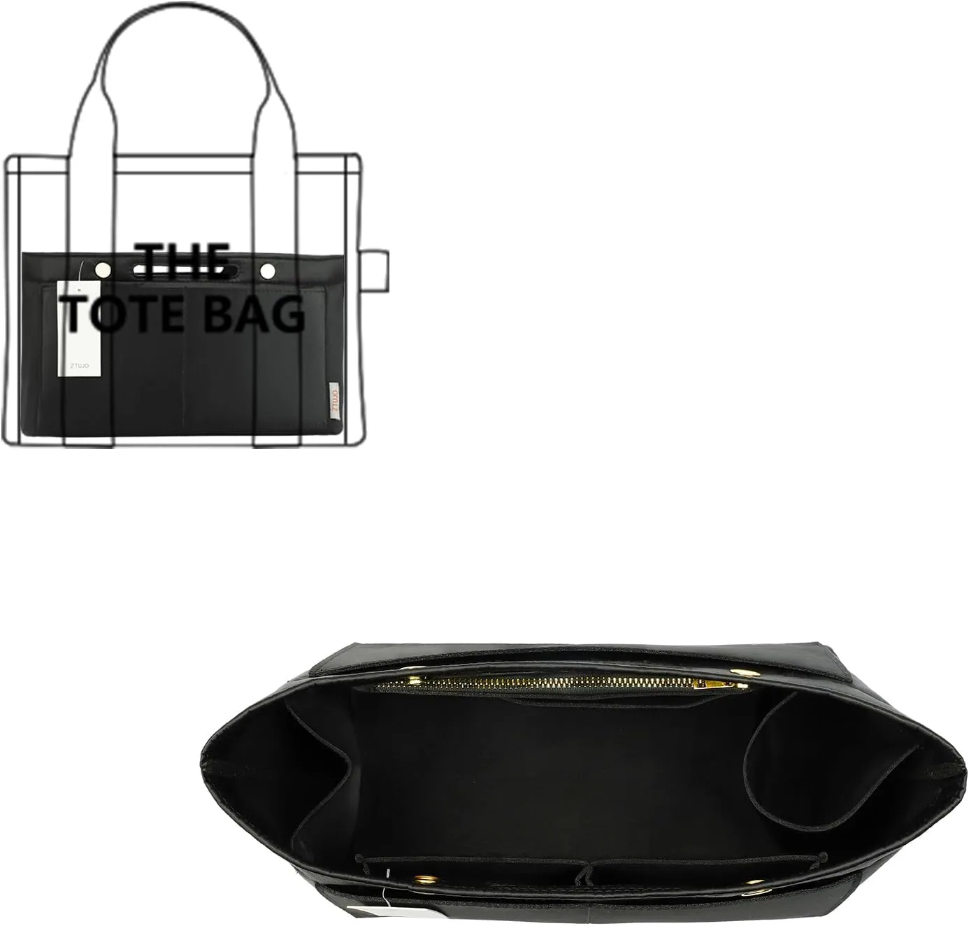 ZTUJO Purse Organizer Insert For Handbag & Tote Shaper,Tote Bag Organizer Insert For Speedy Neverful, 6 Sizes(Small, Silky Black)