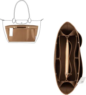 ZTUJO Purse Organizer Insert For Handbags, Silky Bag Organizer With 2 Zippers For Speedy Neverful Tote and More (Brown, X-Small)
